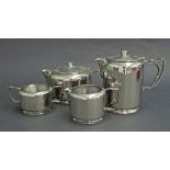 Old Hall stainless steel four piece tea set designed by Harold Stabler (4)