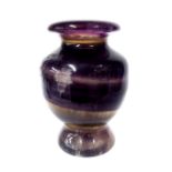 Blue John style agate baluster vase, 6" high