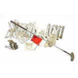 Vintage set of 'Clock Golf' equipment to include putter, metal numerals, balls, flag, chain and