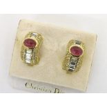 Christian Dior - pair of earrings on mount, 23mm