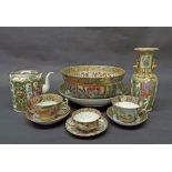 Collection of Chinese Canton famille rose porcelain to include large bowl decorated in typical