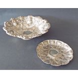 Portuguese silver relief fruit bowl, decorated with panels of flowering campagna urns and scallop