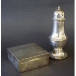 1930s silver baluster sifter, maker ALD, Birmingham 1935, 7" high; together with a white metal