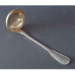 French silver fiddle thread soup ladle, marked 'Halphen', 'Alfenide' and '85', 10" long, 5oz approx