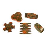 Tartan ware - Caledonia pattern silk winder, Stuart pattern silk winder, McFariane pattern trefoil