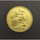 Victoria young head 1885 sovereign coin, 8gm
