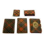 Tartan ware - McBeth pattern needle case decorated with ferns, 4" x 2.75"; another similar pattern