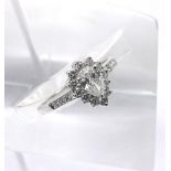 (807 8000567-1-A) Platinum pear and round-brilliant cut diamond cluster ring, with set shoulders (