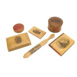 Mauchline ware - mixed items with Jersey scenes and Cambridge Mass (6)