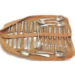 Set of six Austrian silver handled knives and forks, with embossed entwined handles, maker 'AB',