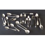 Mixed collection of silver tea and novelty spoons, to include three Peter Jackson 'Dickensian'