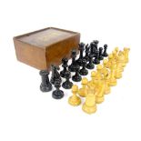 Jaques Staunton chess set, height of king 7cm, within a Jaques Staunton games box with original