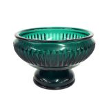 Good green cut glass fruit bowl, 10" diameter x 6.5" high