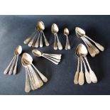 Large quantity of antique and later silver teaspoons, 18oz approx
