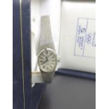 Rotary 9ct white gold lady's bracelet watch, London 1972, the silvered oval dial with baton markers,