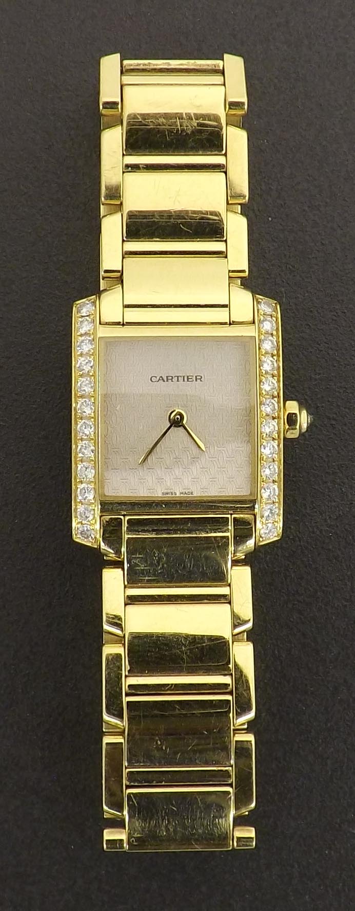 (802 8000471-2-A) Fine Cartier Tank Francaise 18ct yellow gold diamond set lady's bracelet watch,