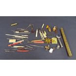 Collection of sewing implements, stilettos, bodkins and cases, singles and others
