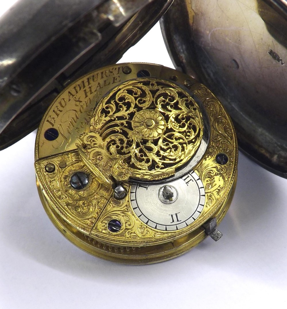 English late 18th century fusee verge hunter pocket watch, the gilt engraved movement signed - Image 4 of 4