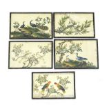 Chinese School (19th century) - Parrots on a branch of a tree in blossom; together with four