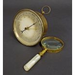 French aneroid brass barometer, inscribed 'Bordeaux', 5" diameter; together with a mother of pearl