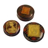 Tartan ware - Calendonian circular stamp box depicting a portrait of Princess Alexandra of