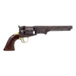 Colt .36 calibre 1851 navy six shot percussion revolver, brass trigger guard and frame with walnut