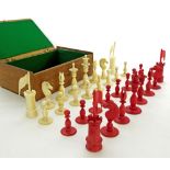 19th century ivory chess set, height of king 8cm