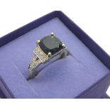 (4) 14ct diopside and diamond yellow gold dress ring, 4.9gm, ring size M/M-, boxed