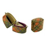 Tartan ware - Prince Charlie pattern ring box; also a McLean pattern thimble box with thimble (2)