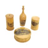 Mauchline ware - compass box depicting Shakespeare's House, 2.5" diameter; together with a bottle