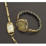 1920s 9ct lady's bracelet watch, import hallmarks Birmingham 1924, the circular gilt dial with