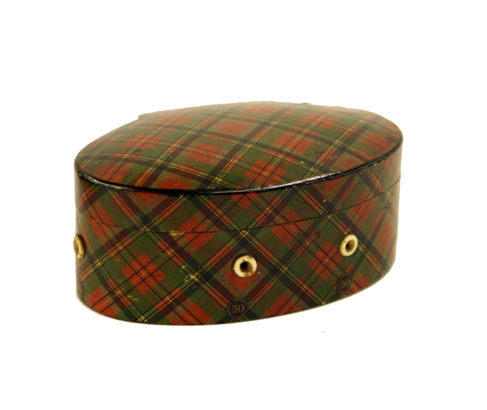 Tartan ware - Prince Charlie pattern Clark & Co. oval thread box, 4.5" wide; together with seven - Image 3 of 3