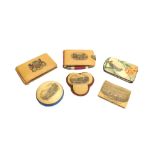 Mauchline ware - pin cushions, needle cases and notebooks decorated with transfers and City Arms