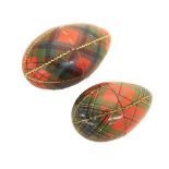 Tartan ware - two egg shaped spool boxes in the McDuff and McLean patterns, 2.5" & 2" (2)