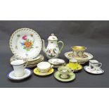 Collection of Continental porcelain to include cabinet plates, coffee cans, saucers, teapot etc,