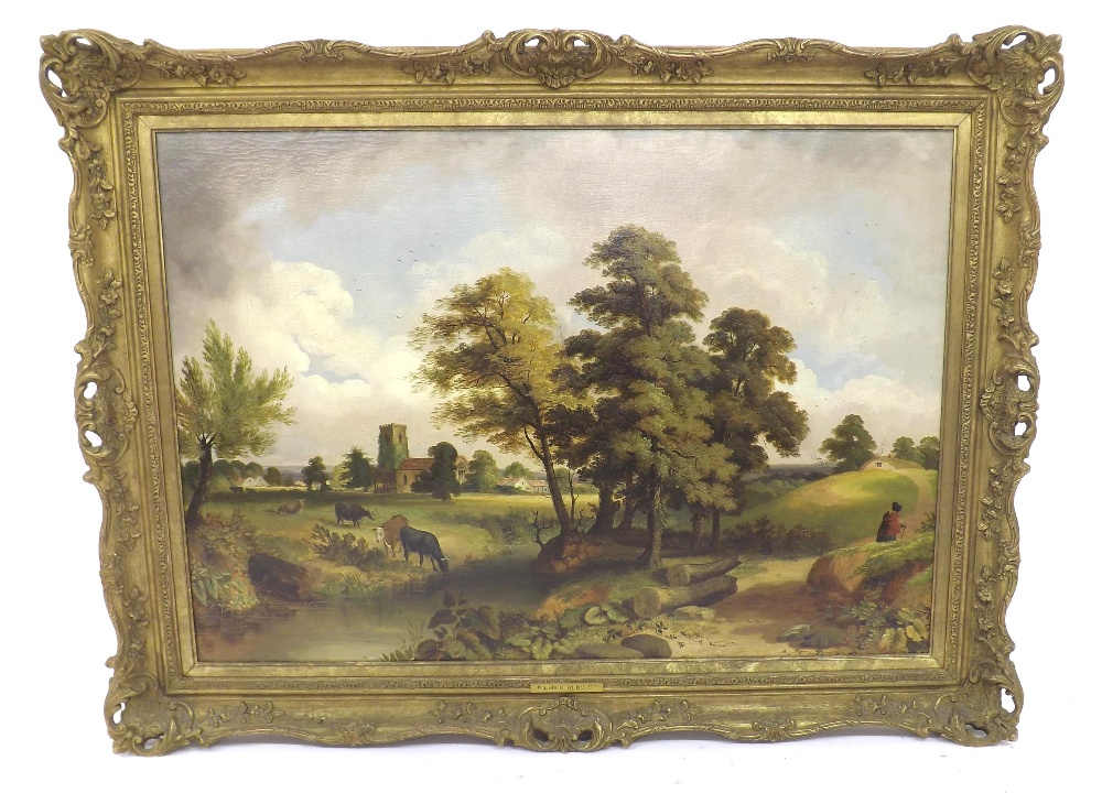 Circle of William T. Such (19th century) - Landscape with cattle beside a stream, a figure on a path - Bild 2 aus 3