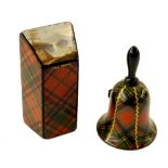 Tartan ware - Clan Stuart pattern painted sloped top needle packet box, 2.25"; also a Prince Charlie