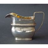 George III silver tall boat shaped cream jug with twin gadrooned band, maker William Tucker & Co,
