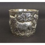 Interesting late Victorian silver Vapheio cup with repousse decoration, maker George Nathan & Ridley