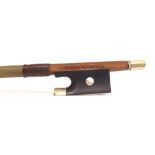 French nickel mounted violin bow by JTL stamped Sarasate Maitre, the stick round, the ebony frog