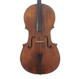 Early 19th century violoncello of the Panormo School, labelled J. Lott, London, the two piece back