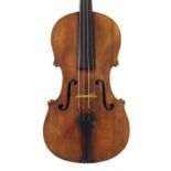 18th century English violin branded Longman & Broderip, no. 26 Cheapside, no. 13 Hay-Market, London,
