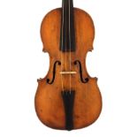 Interesting late 18th century transitional violin, possibly Bavarian, unlabelled, the one piece back