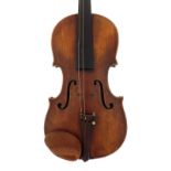 Good English violin by John Wilkinson, the two piece back of faint broad curl with similar wood to