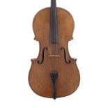 19th century Bohemian violoncello, unlabelled, the two piece back of faint medium curl with