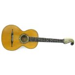 Interesting late 19th century small bodied guitar labelled Adolf Kessler Junior, Markneukirchen,