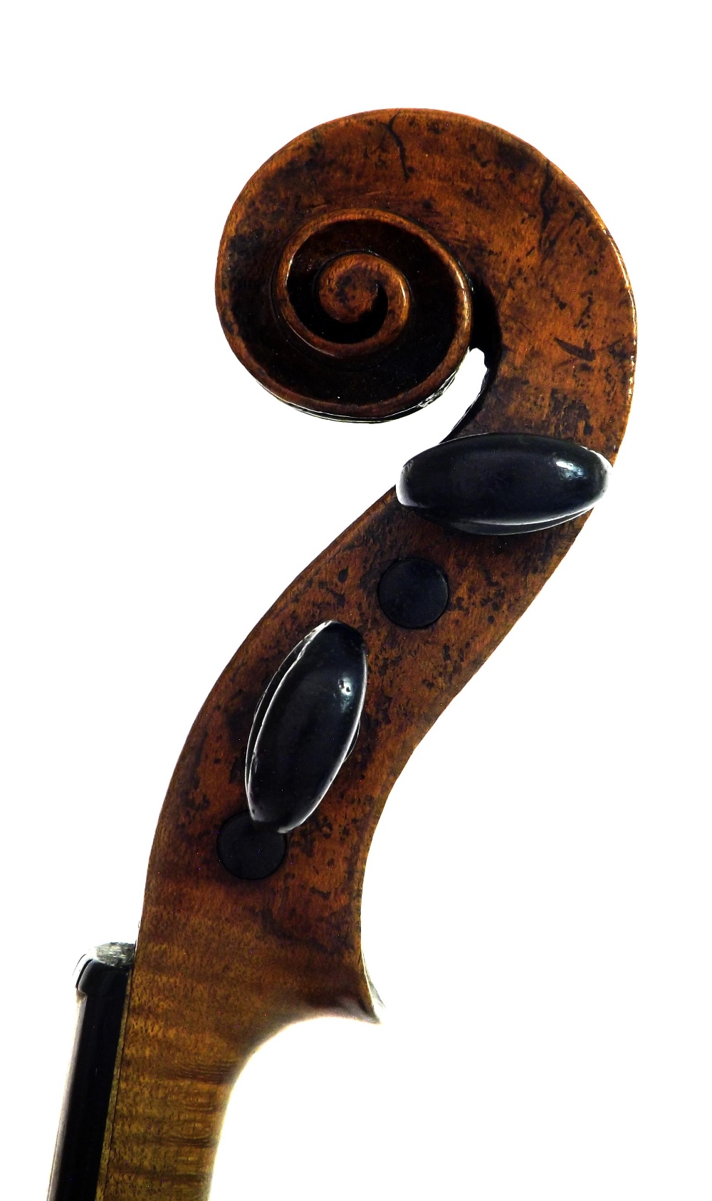 English violin attributed to John Barrett and branded Barret below the button, unlabelled, the one - Bild 3 aus 4