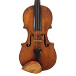 English violin by Lockey Hill, unlabelled, the two piece back of faint medium curl with similar wood