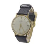 Omega 9ct gold gentleman's wristwatch, silvered dial with baton markers and centre seconds, case