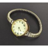 Rolex 9ct lady's wristwatch, import hallmarks for London 1916, the dial with Roman numerals and